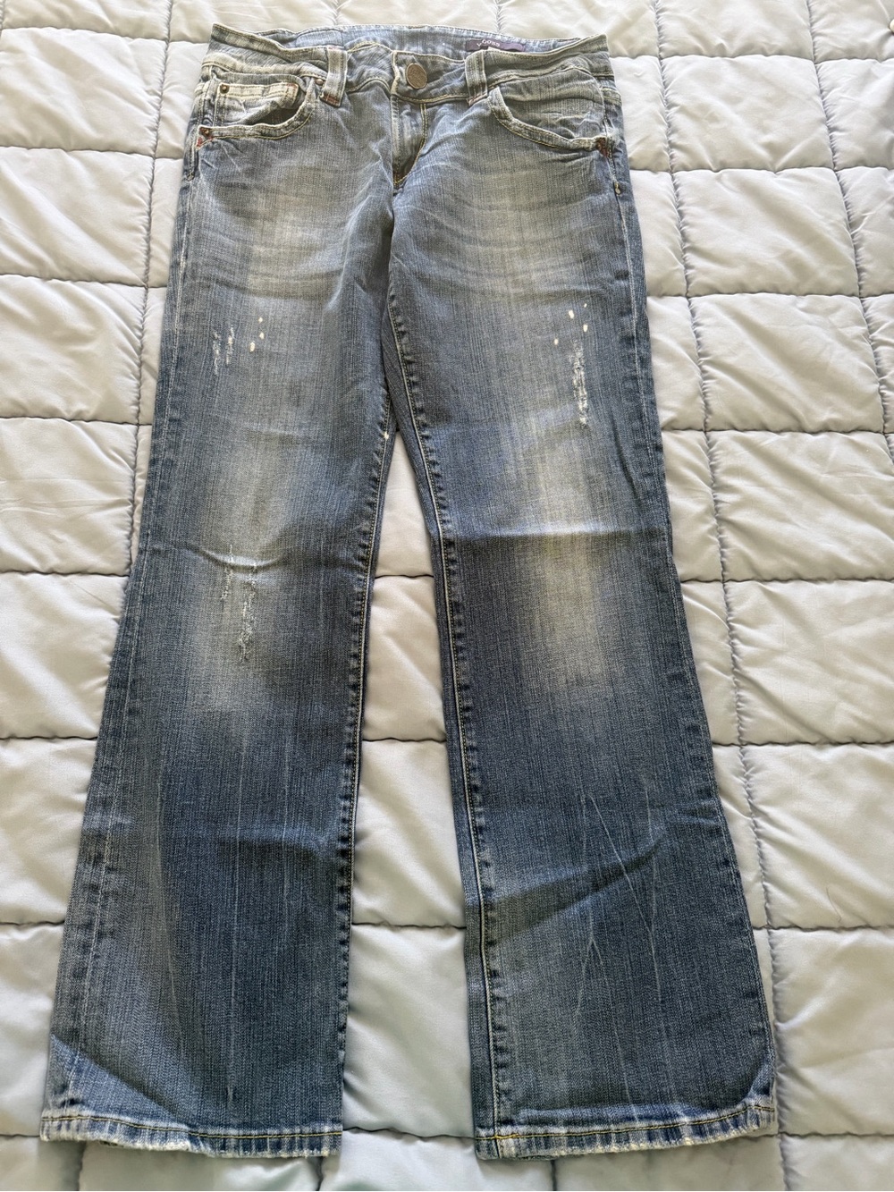 Vigoss Light Blue Flare Jeans with Faded Distressing